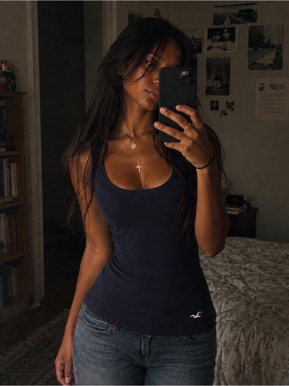 Hollister Navy Racerback Tank Top Size M